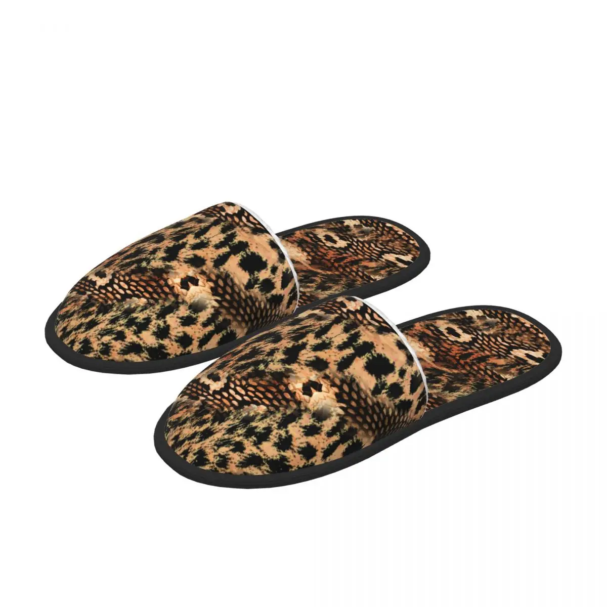 Plush Indoor Slippers for Men and Women, Cobra, Snake Skin