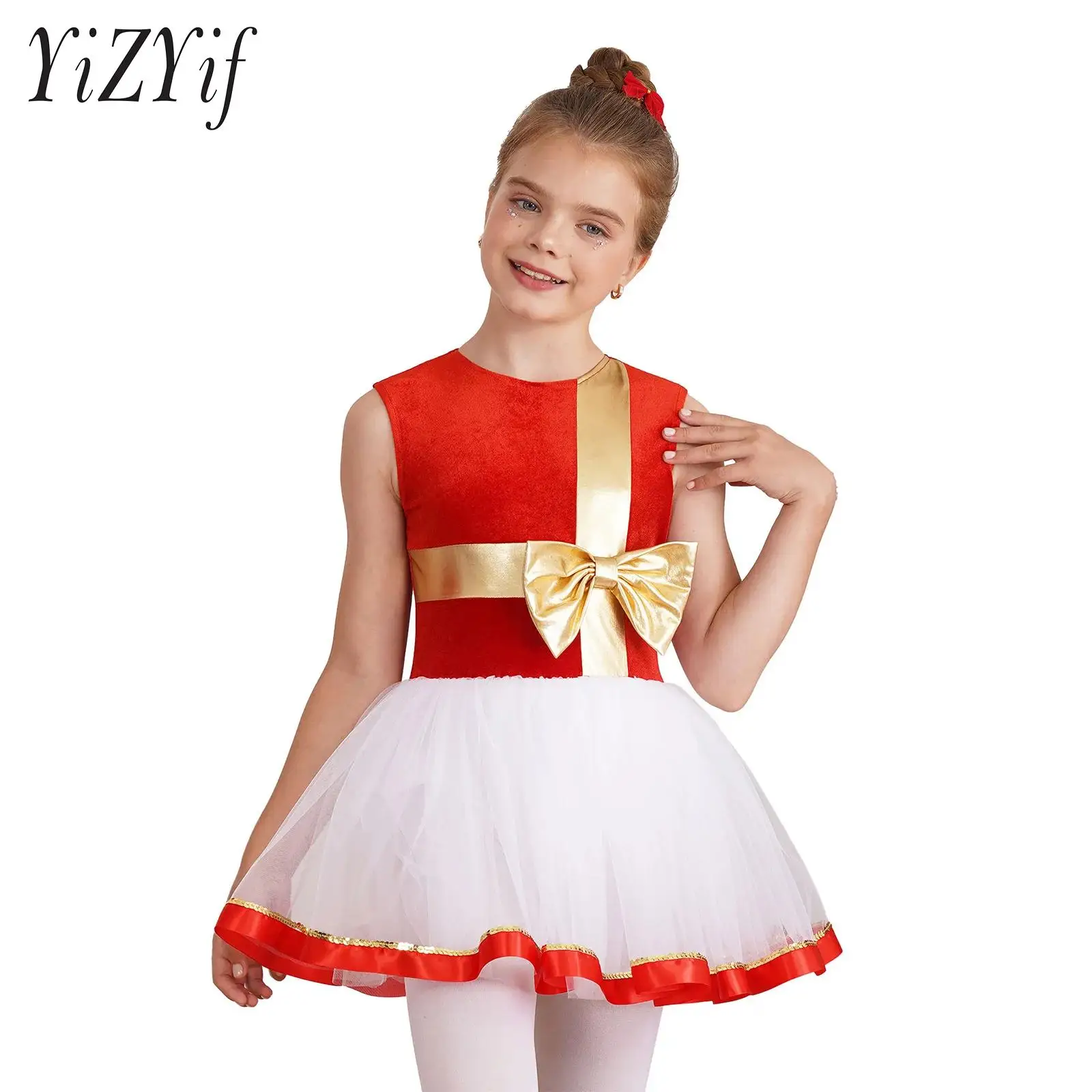 

Girl's Toddler Christmas Party Costume Sleeveless Ballet Tutu Dress Santa Claus Theme Party Cosplay Outfit
