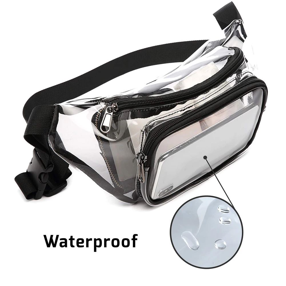 Clear Fanny Pack Stadium Approved Waist Packs for Women Men Waterproof Waist Bag Clear Purse Transparent Belt Bag for Concerts
