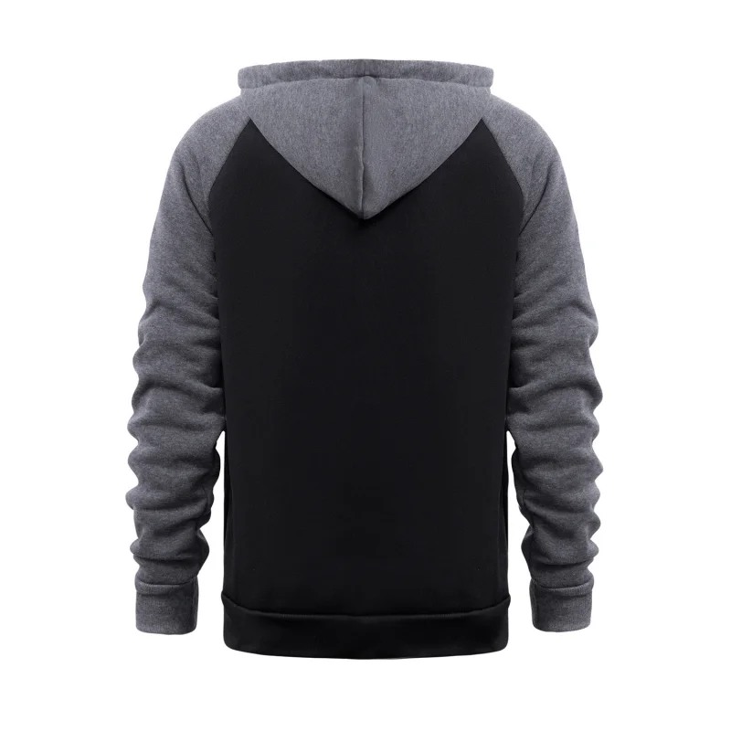 European men's new color blocking fitness and sports men's hoodie, casual style, fashionable color blocking raglan sleeves, card