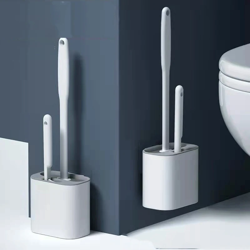 WIKHOSTAR Toilet Brush Set Wall Hanging with Holder Silicone TPR