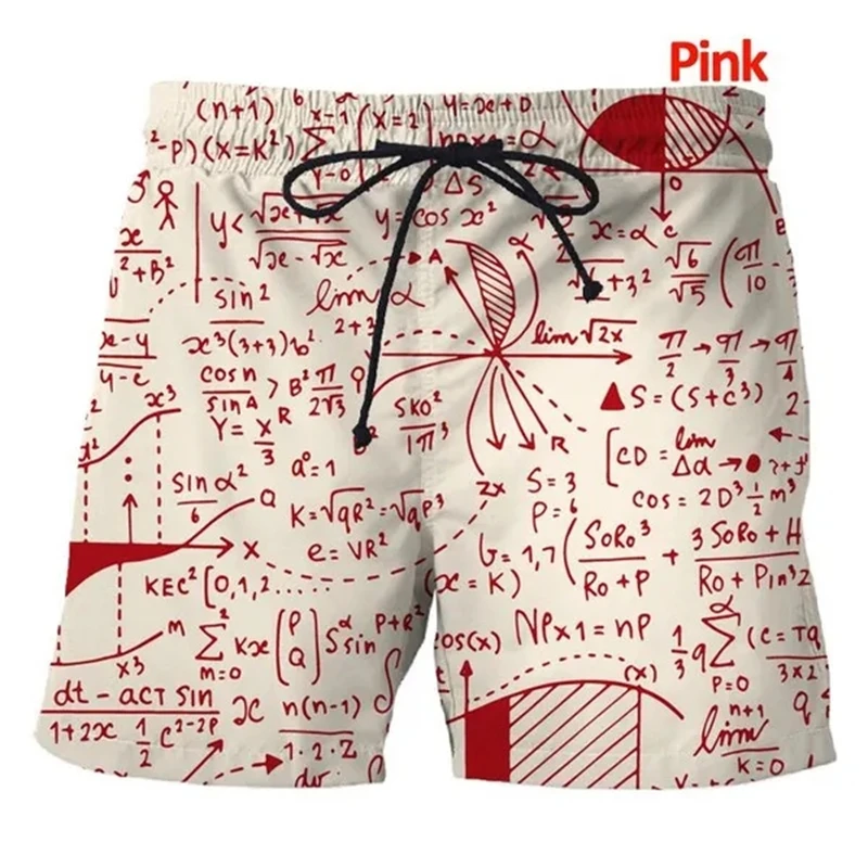 남성용 빠른 건조 해변 반바지, 대형 플러스 사이즈, 캐주얼 패션, 3D 인쇄, 수학, 공식 반바지, 여름, 신제품
