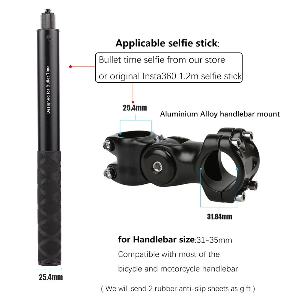 Suporte de Câmera Insta360 para Motocicleta e Bicicleta Suporte para Choques Monopé Selfie Invisível Gopro Max Hero 11 10 x3 x2 - Image 4