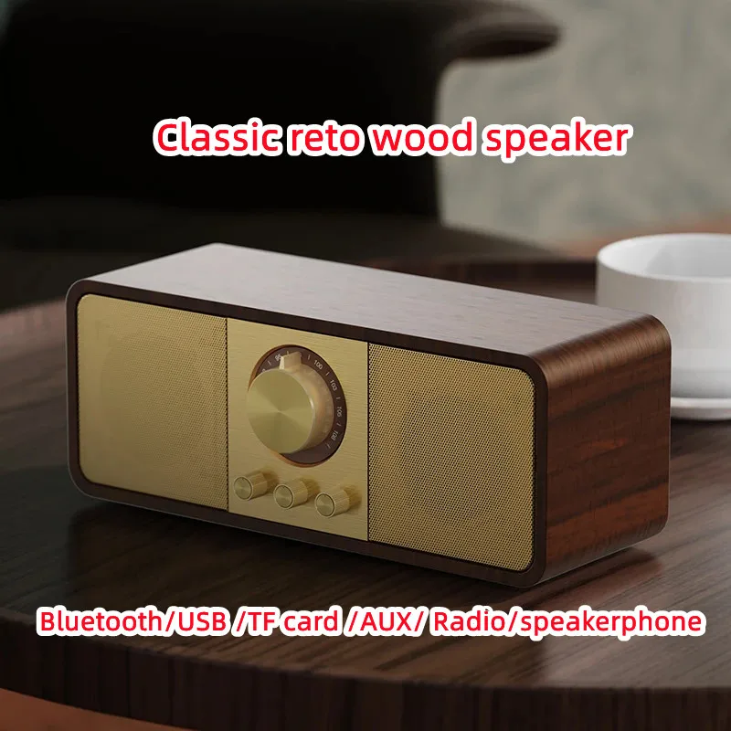 

Ностальгический Bluetooth-динамик, Bluetooth-звук, Ретро Классический динамик, Ретро Радио, беспроводной Bluetooth 5,0, деревянный портативный Subwoofe