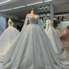 customized Luxury Ball Gown V-Neck Wedding Dresses Arabic Dubai Pearls Beaded Illusion Long Sleeves Bride Gowns Vestido De Noiva 2
