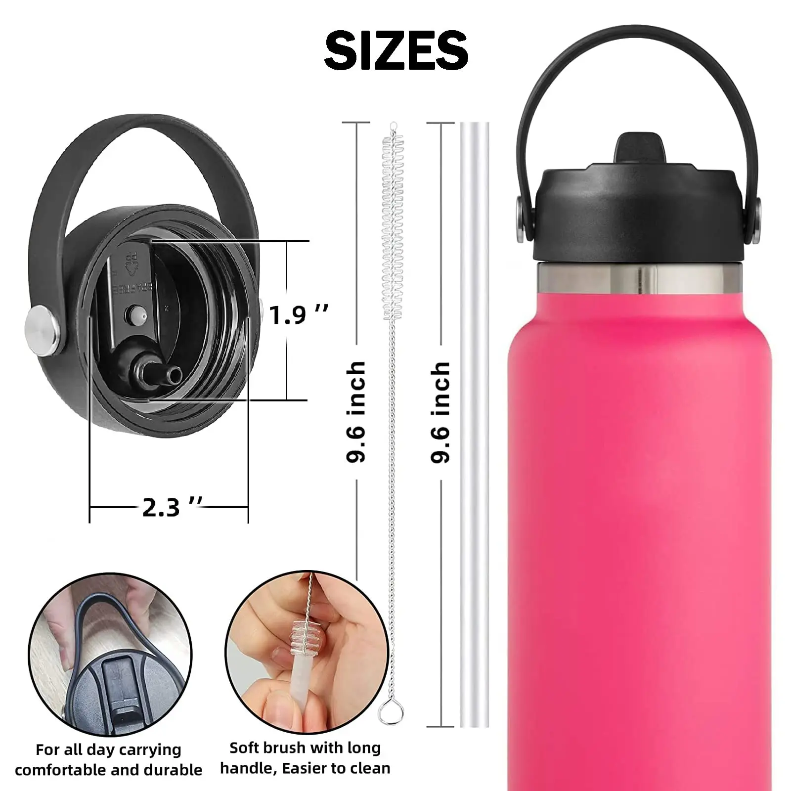 Lids With Straw For Hydroflask Wide Mouth 20 32 40 Oz, Flex Straw Lid Fit  For Hydro Flask Sports Water Bottles - Water Bottle & Cup Accessories -  AliExpress