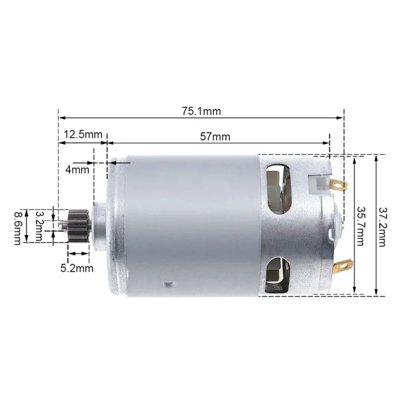 Motor dc com Caixa de Engrenagens de Alto Torque Rs550 10.8v 12v 14.4v 16.8v 18v 21v 25v 11 12 13 14 Dentes Furadeira Elétrica
