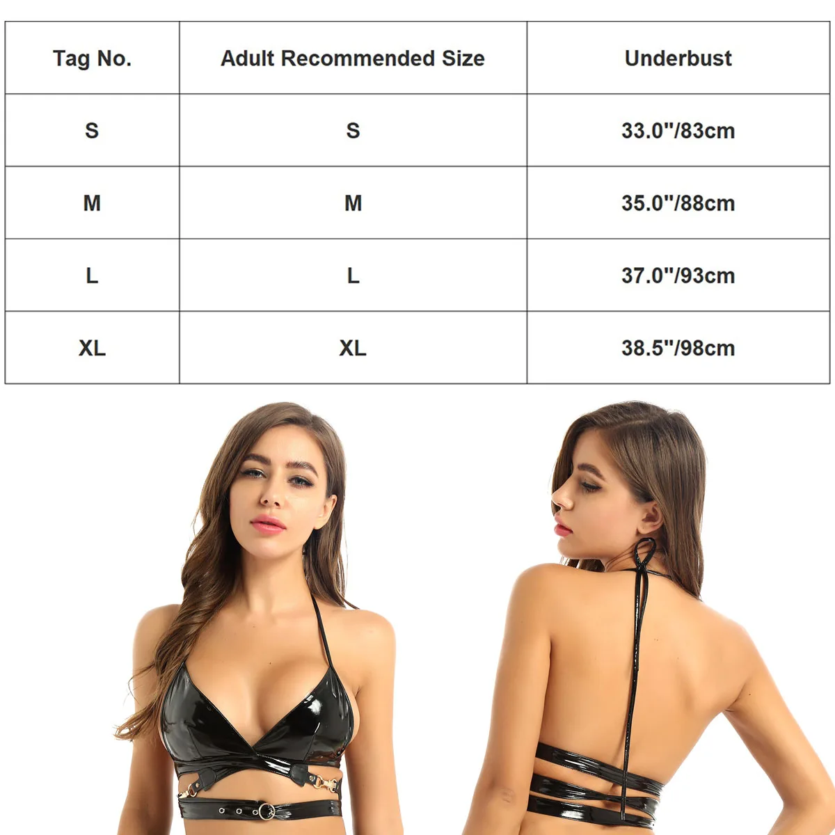 Womens Sexy Lingerie Bra Top Wet Look Patent Leather Bras Women Sexy  Clubwear Halter Neck Strappy Wrap Around Bralette Lingerie - Bras -  AliExpress