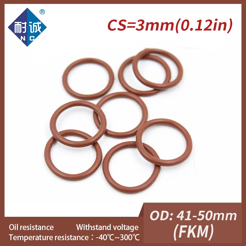 

3PCS/Lot Fluorine Rubber Ring Brown FKM O Ring Seal OD41/42/43/44/45/46/47/48/49/50*3mm O-Ring Seal Oil Ring Gaskets Washer