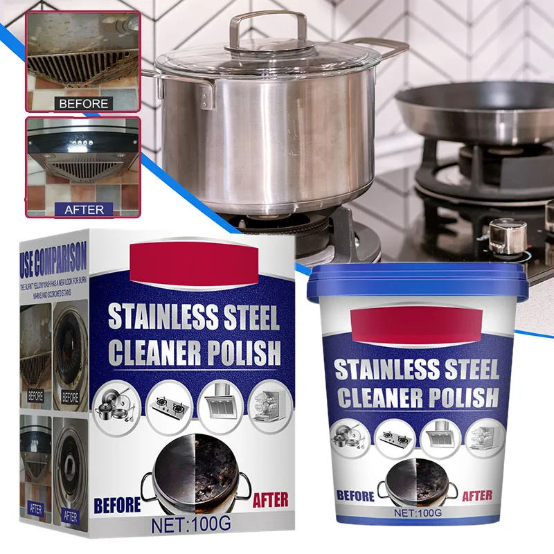 100g Stainless Steel Cleaning Paste Household Kitchen Pot Bottom Stove Stain Cleaner Pastes