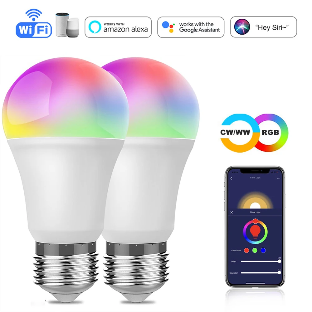 Wifi Smart Light Bulb E27 Led Rgb Lamp Work With Alexa/google Home Rgb