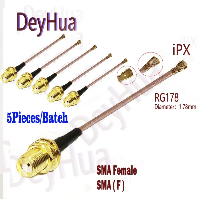 цена 5Pieces IPX UFL IPEX4 antenna cable rf 1.13 0.81 RG178 cable SMA female male cable to IPEX/UFL tail fiber cable assembly