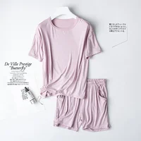 2026 Summer New Pajama Set Women's Modal Short Sleeve Shorts Two Piece Set Ladies Solid Loose Large T-shirt Homewear Women Shirt - Image 5