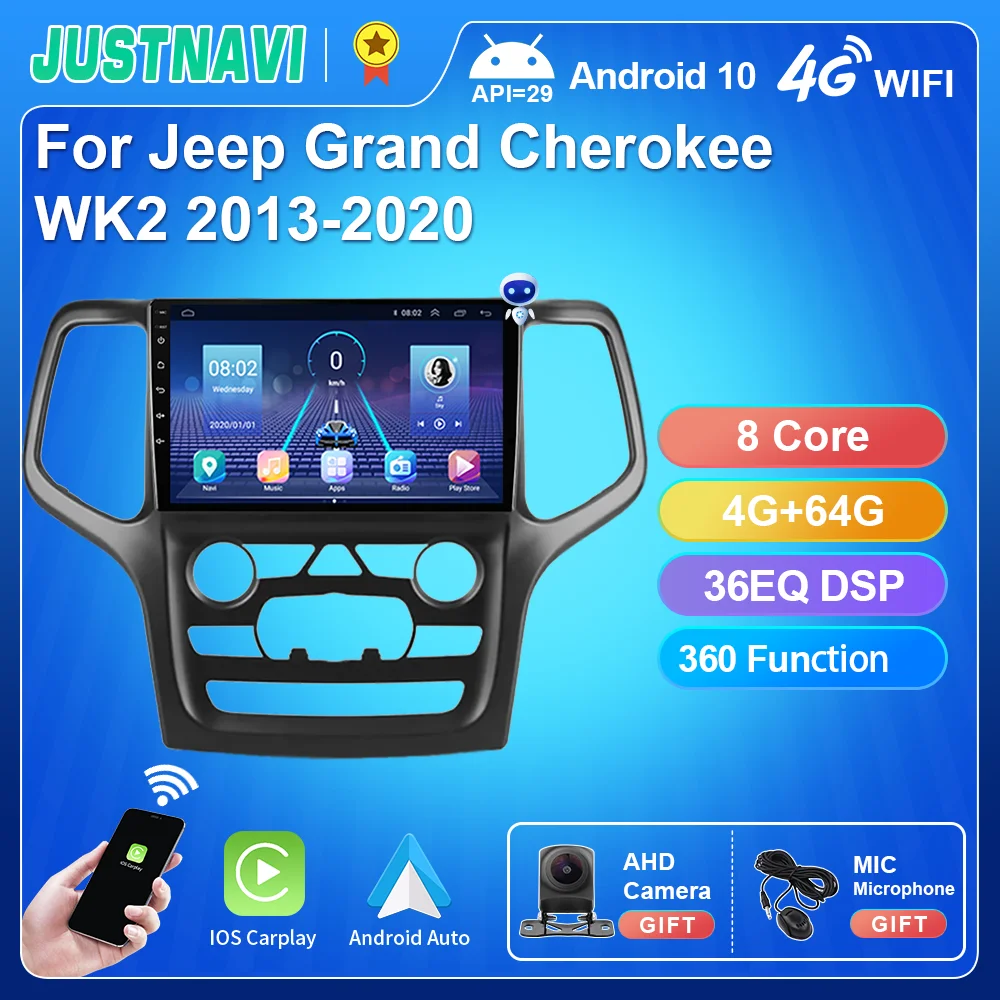 

JUSTNAVI Android For Jeep Grand Cherokee WK2 2013-2020 Car Radio Multimedia Video Player CarPlay GPS Navigation DSP Autoradio