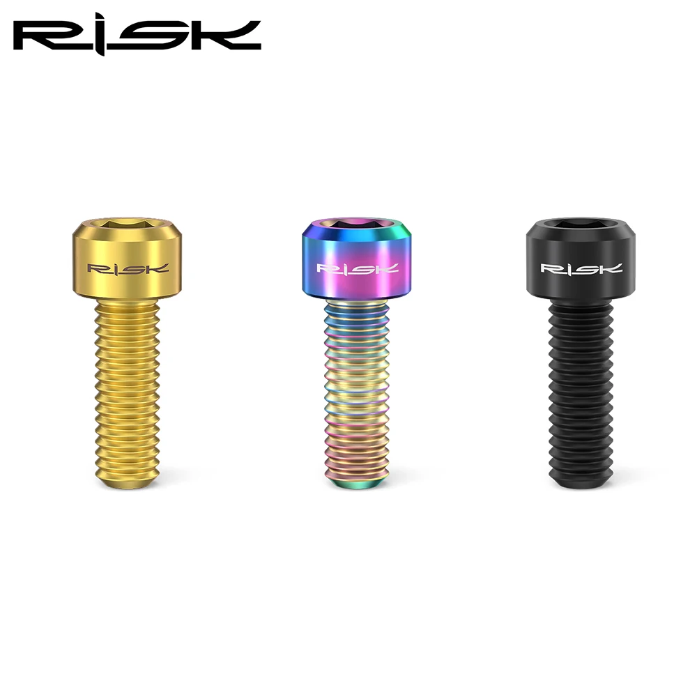 RISK 2pcs M6 * 18mm MTB 자전거 티타늄 합금 크랭크 볼트 디스크 브레이크 캘리퍼스 고정 나사 도로 산악 자전거 크랭크 잠금 나사