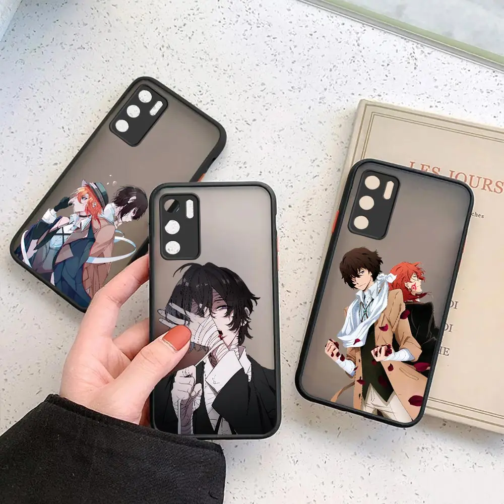 

Japan Anime Bungou Stray Dogs Matte Phone Case for Huawei P50 P40 P30 P20 MATE 40 30 20 PRO PLUS Y7P Y8P Y9 Silicone Case Cover