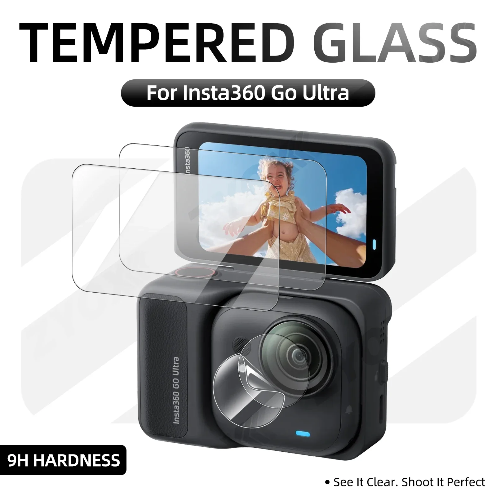 Ultra-HD Tempered 9H Hardness Glass Screen & Lens Protector - Clear, Anti-Scratch Film Accessory