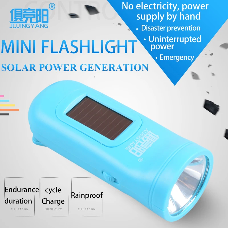 

Multifunctional hand-cranked rechargeable flashlight 2 lighting mode LED torch 3W solar flashlight