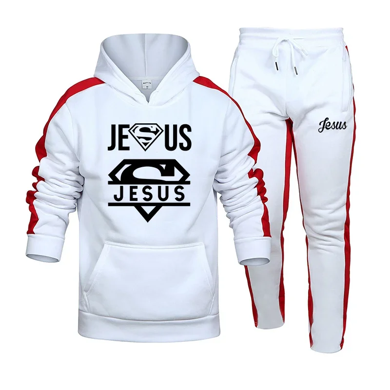 

2023 Autumn Winter Mens Hooded Tracksuit+Sweatpants 2-Piece Set High Quality Jogging Sportswear Casual Print Streetwear Clothing