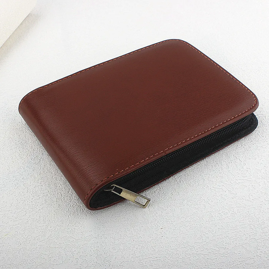 PU 가죽 12 슬롯 펜 케이스 대용량 지퍼 펜 가방 학교 사무실을 위한 휴대용 문구류 보관 홀더