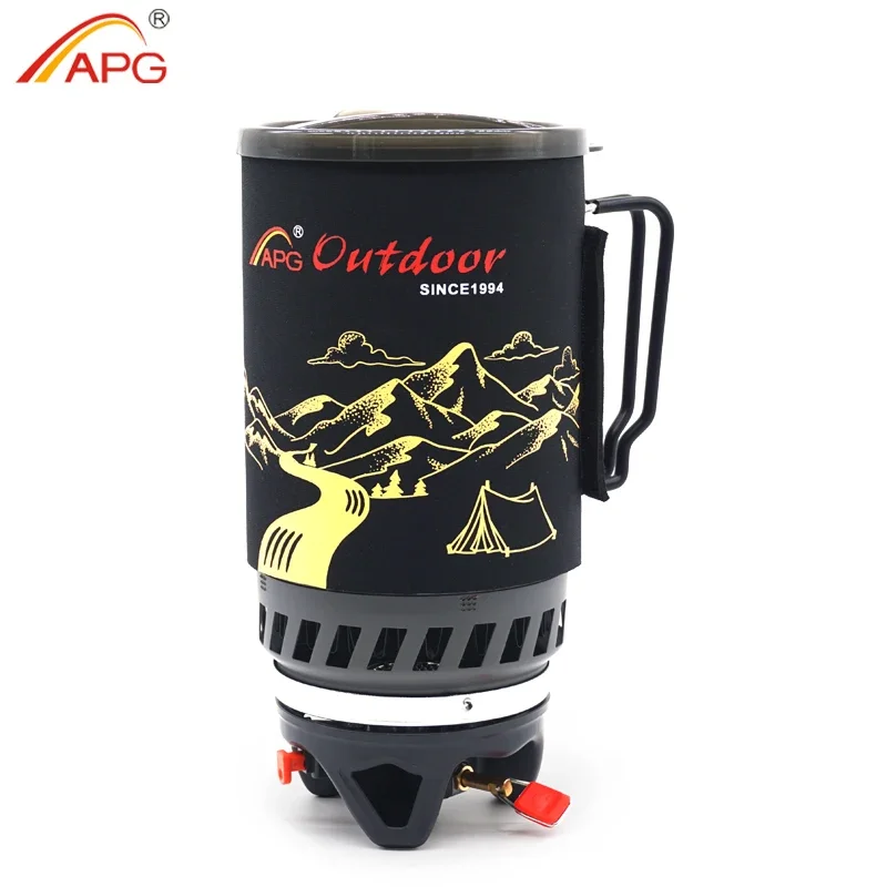 

APG Portable 1400ml Cooking System Outdoor Hiking Camping Stove Heat Exchanger Pot Propane Gas Burners