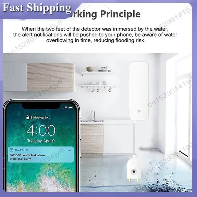 -ABDH Tuya Zigbee Smart Water Leak Sensor Water Overflow Level Detector Security Alarm System Flood Leakage Sensor 2