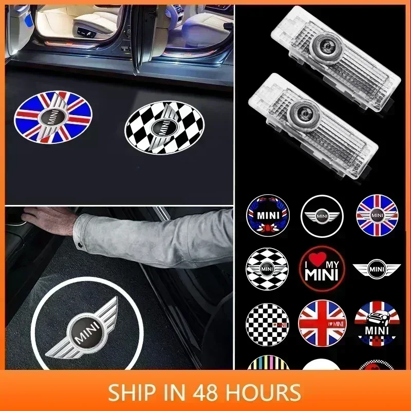 BMW 미니 쿠퍼 원 S JCW R56 R55 R53 F55 F56 R57 R60 차량용 도어 웰컴 램프 HD LED 레이저 프로젝터 라이트 액세서리 2개