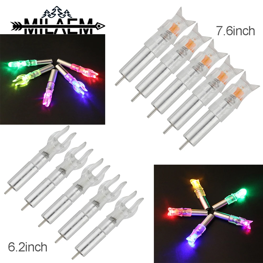 5pcs Archery Lighted Arrow Nock Fixed Installation LED Replaceable Battery OD6.2/7.6mm Arrow Shooting Hunting Accessories