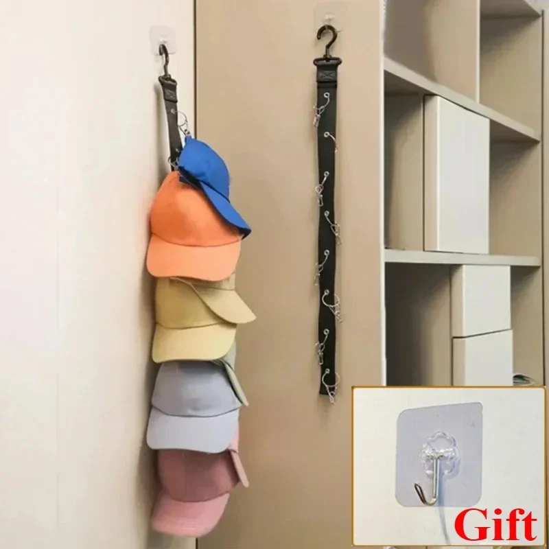 Hanging with Hook with Metal Clips for Hat Storage Caps Hanger Golf Hats Collections Stand Rack Baseball Cap Organizer Hook 1PCS