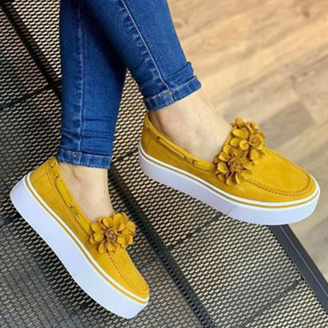 Sneakers Women Casual Shoes Platform Flowers Flats Heel Round Toe Espadrilles Ladies Loafers Shoes Zapatos Mujer
