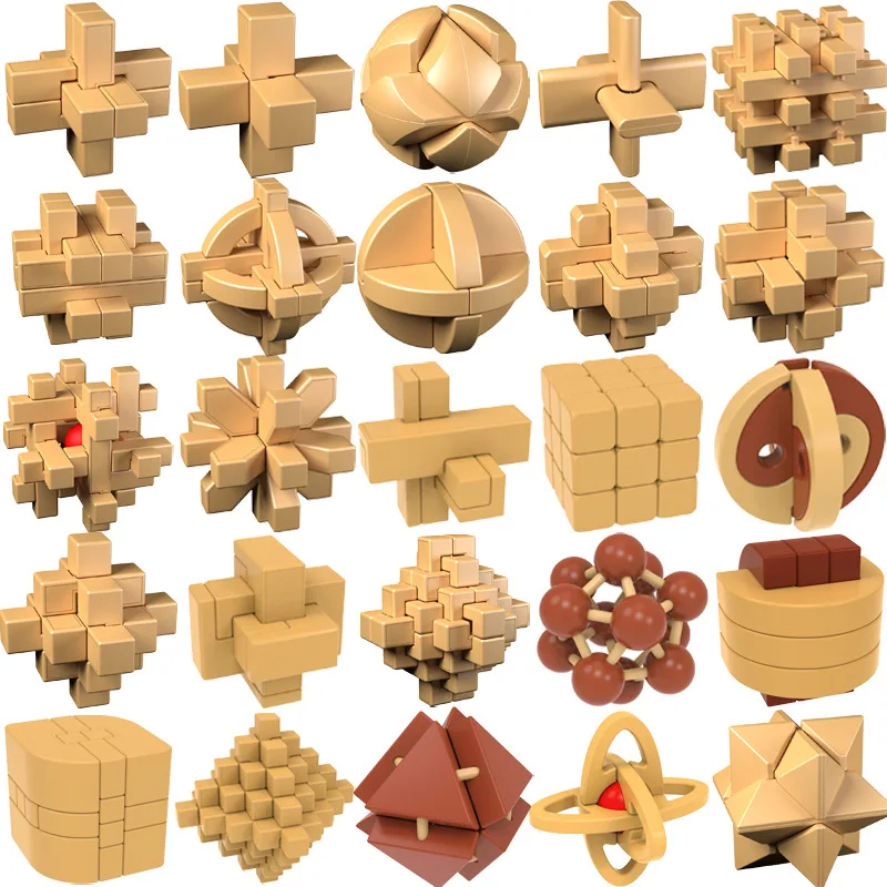 Plastic Adult Wood Color Kong Ming Lock Unlocks Intelligence Toys Puzzle Development Thinking Brain Games Luban Lock Kids