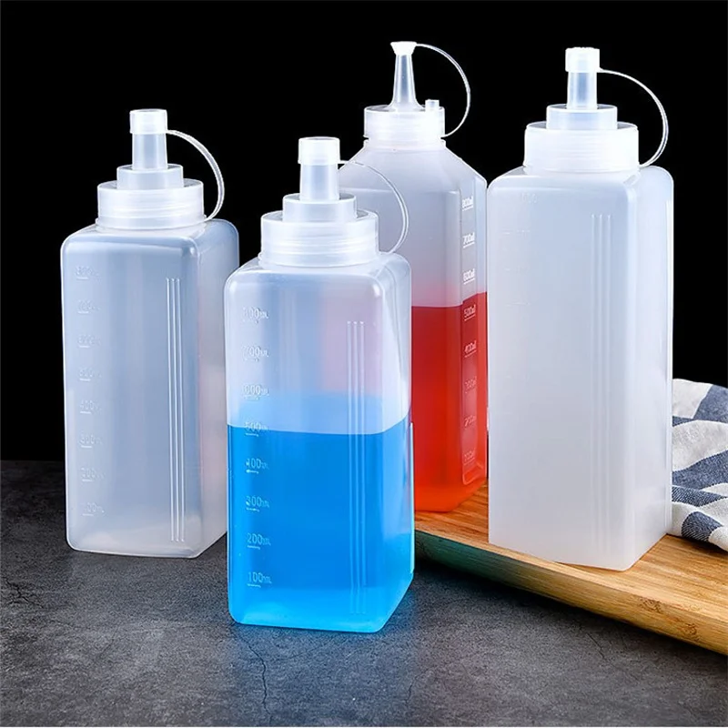 Squeeze Condiment Bottle 450-1000ml with Lid Plastic Squeeze Jam Salad Dressing Storage Dispenser Kitchen Accessories