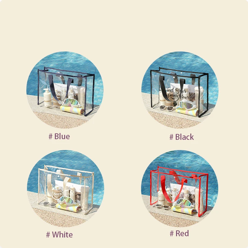 Large Capacity Swimming Bag Transparent Visible Handheld Storage Bag Thickened PVC Waterproof Wash Bag Portable Beach Bag 6