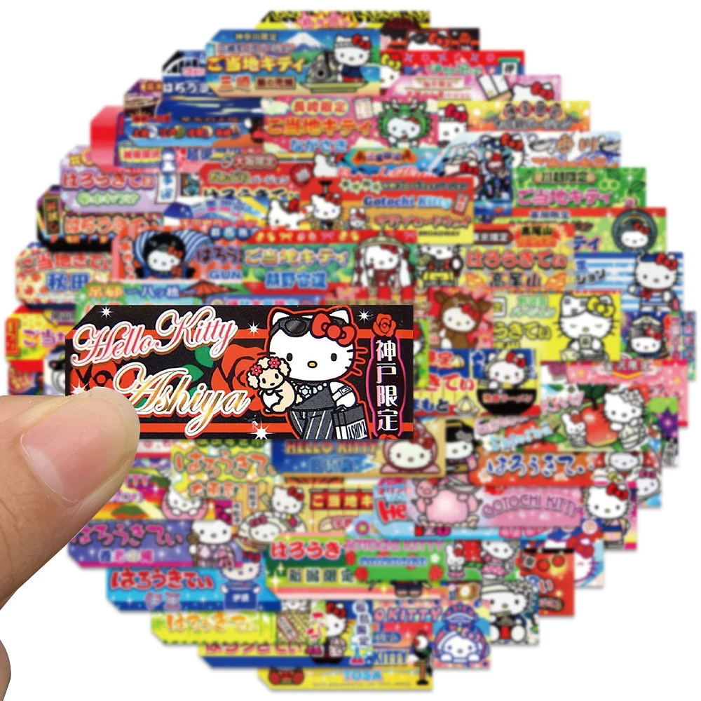 60pcs Sanrio Hello Kitty Labels Sealing Stickers Aesthetic Decorative Stationery Phone Laptop Waterproof Cute Kid Sticker