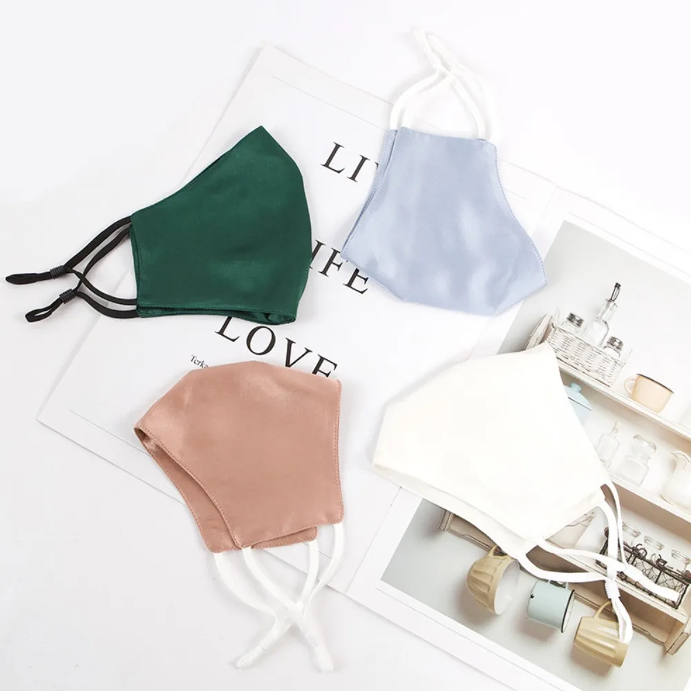 Natural Real Silk Mask Double Layer UV Protection Silk Mask Summer Breathable Face Mouth Masks Elegant Dustproof