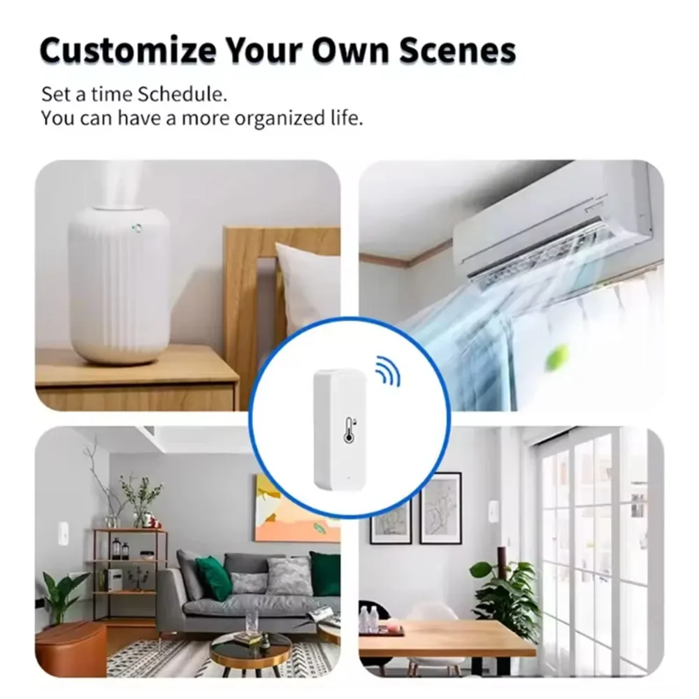 1-4PCs Tuya Zigbee 3.0 Smart Temperature&Humidity Sensor Real-Time Monitor Smart App Alert Thermometer Alexa&Google Assistant
