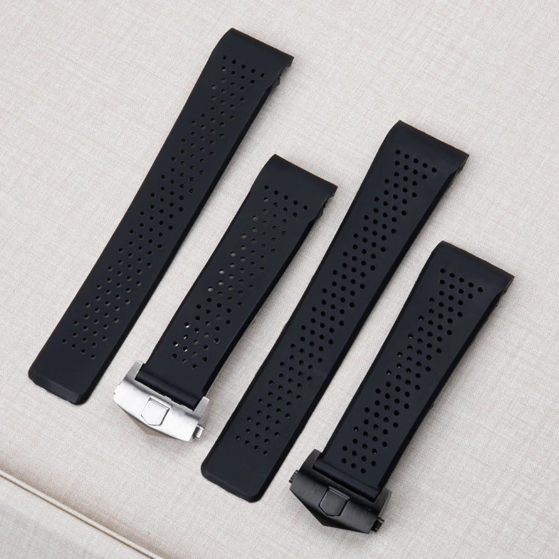 22mm 24mm Soft Silicone Submersible Thin Watch Band Accessories For Tag