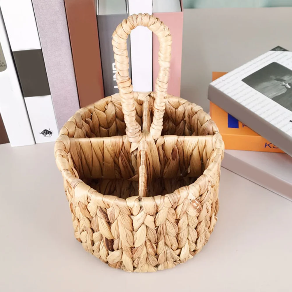 

Handwoven Storage Basket Handheld Flower Gift Hamper Fruit Gourd Grass with Handle Baskets