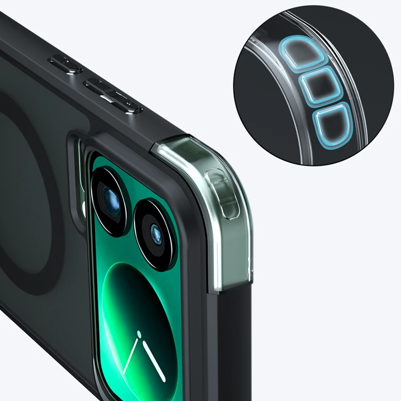 ELVEV Magnetic Shockproof Matte Phone Case with Rotating Ring Bracket