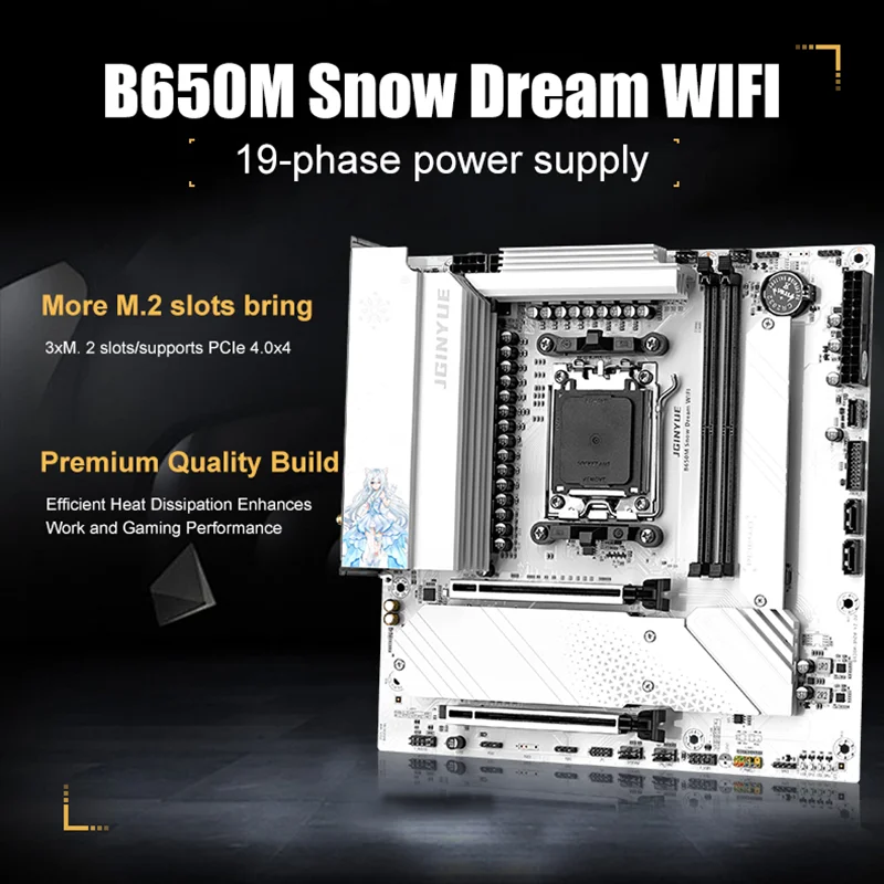 「正規代理店 」「新品 未使用」JGINYUE B650M雪の夢 WIFI JGINYUE B650 AM5 Motherboard Snow Dream M-ATX for Ryzen 7000