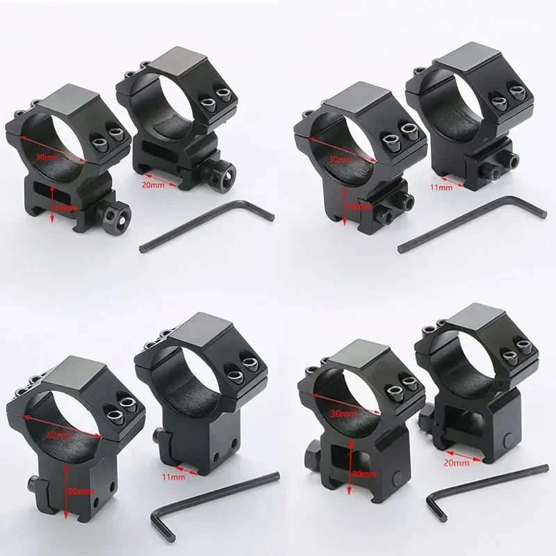 2Pcs Hunting Rifle Scope Mount Ring for Dia 25.4mm 30mm Tube Scopes 11mm 20mm Dovetail Picatinny Rail Tactical Flashlight Mount Rifle Scope Mount