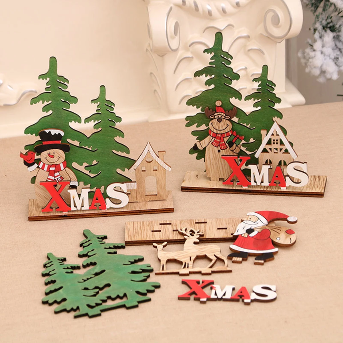 Christmas Decorations QIFU Xmas Noel Wooden Christmas Ornaments Merry Christmas Decor for Home Navidad Cristmas Decor Xmas Gifts New Year christmas decorations