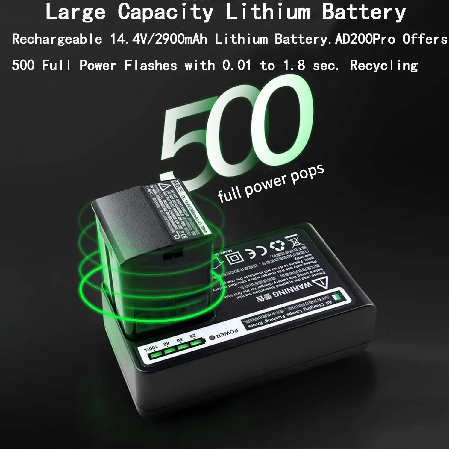 Godox AD200 Pro AD200Pro Flash Strobe TTL Pocket Flash Monolight 200W 2.4G Speedlite HSS 1/8000s with 2900mAh Li-ion Battery