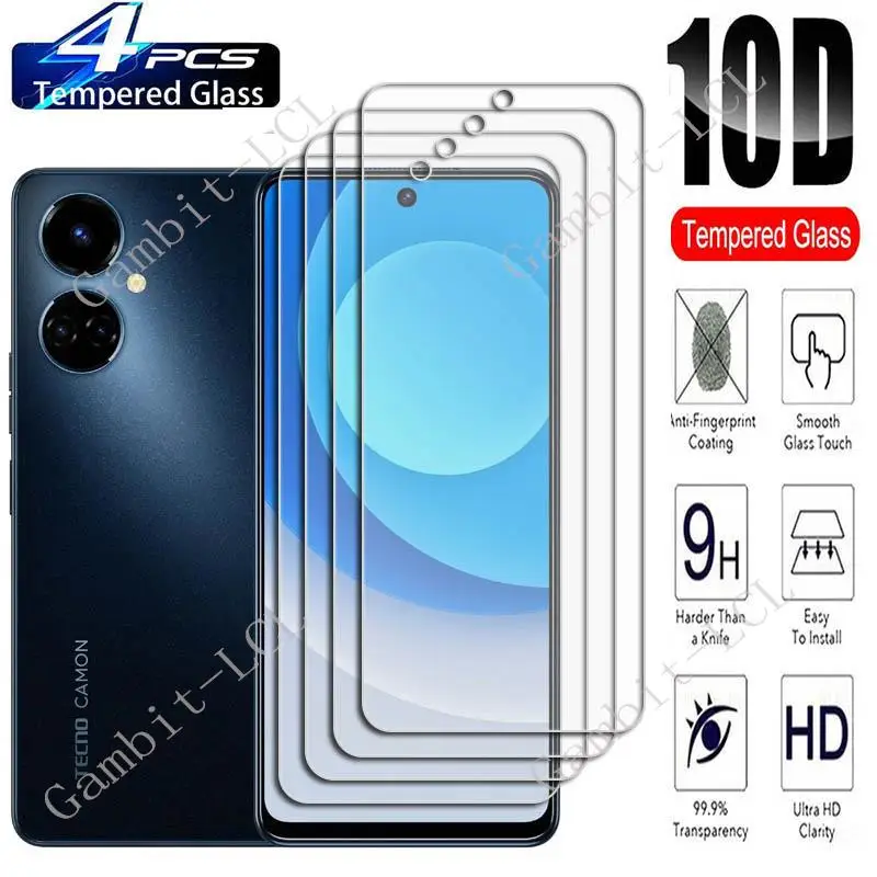 

4PCS For Tecno Camon 19 Neo 6.78" Screen Protective Tempered Glass On Camon19Neo Camon19 19Neo CH6i Protection Cover Film