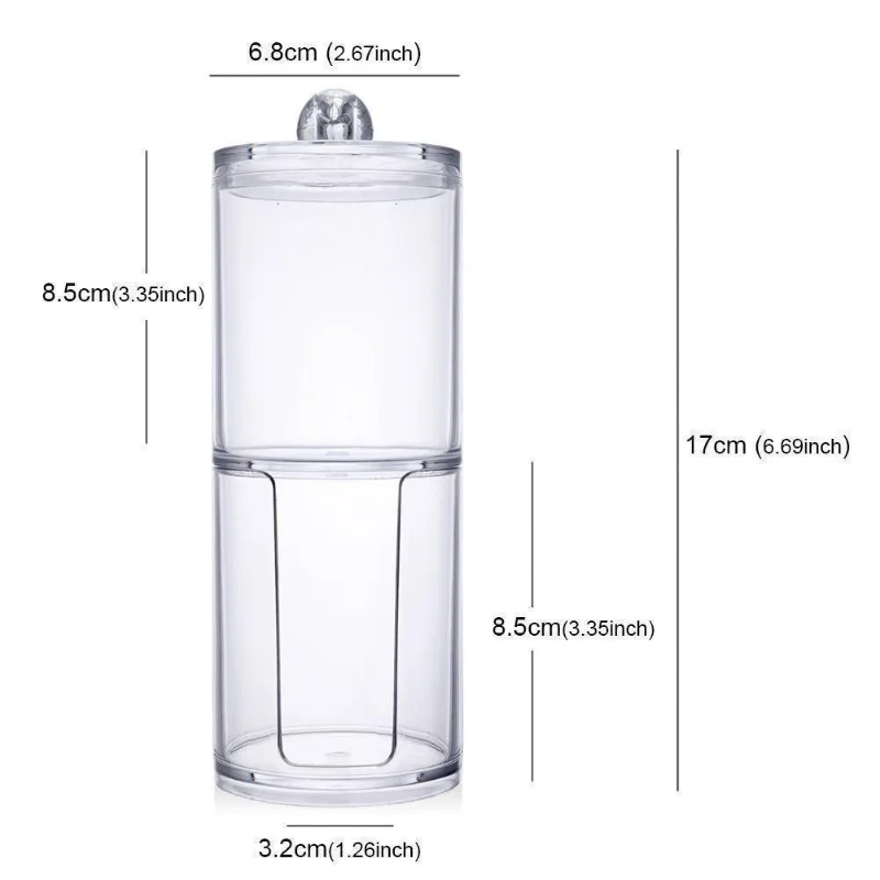 Jewelry Storage Box Holder and Candy Jars Acrylic Round Qtip Container Cosmetic Makeup Cotton Multifunctional Pad Organizer 5