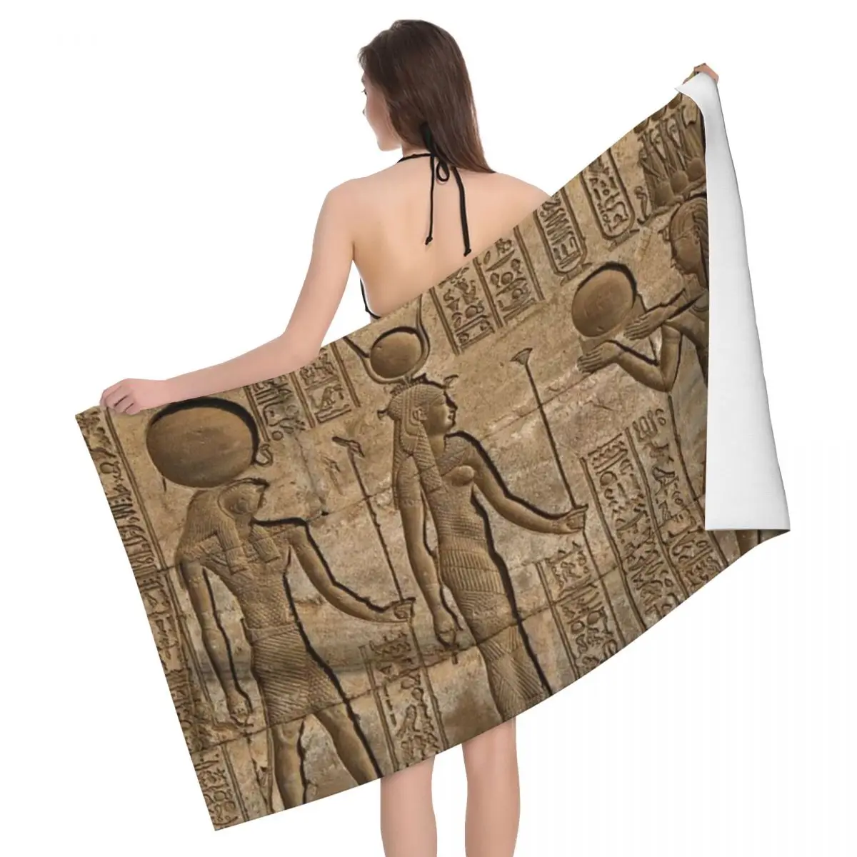 Egypt Ancient King Tutankhamun Beach Towel Super Soft Quick Dry_voghion.com