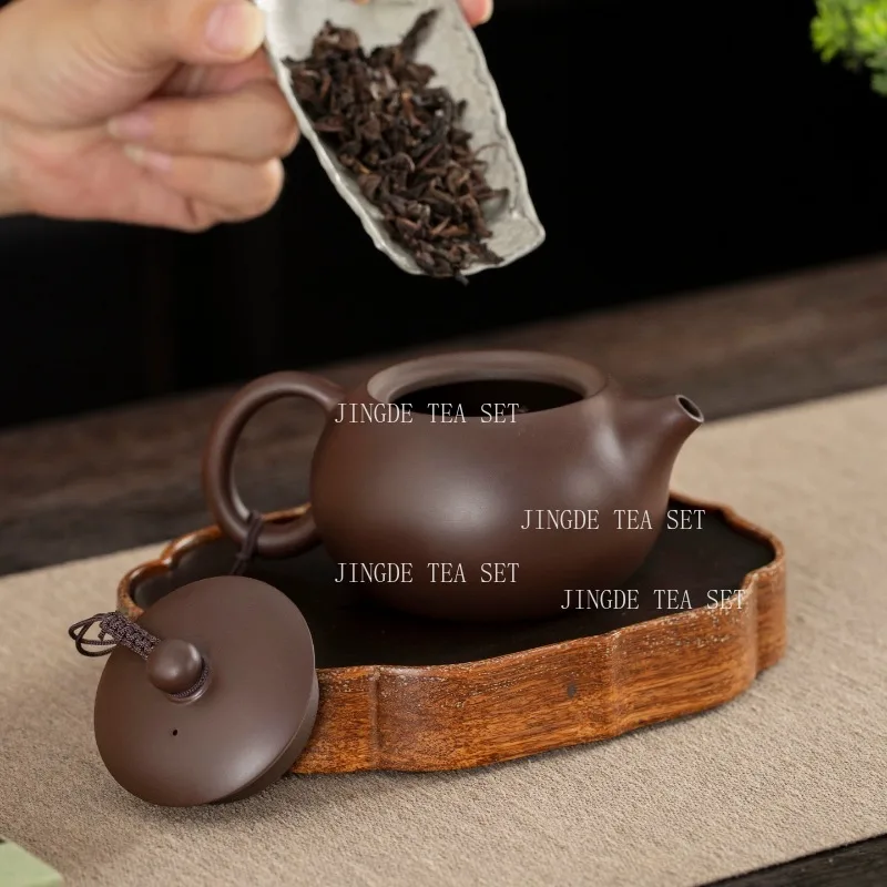 1PCS Yixing handmade purple clay teapot for home use raw ore purple clay ball hole Western style teapot zisha tea pot