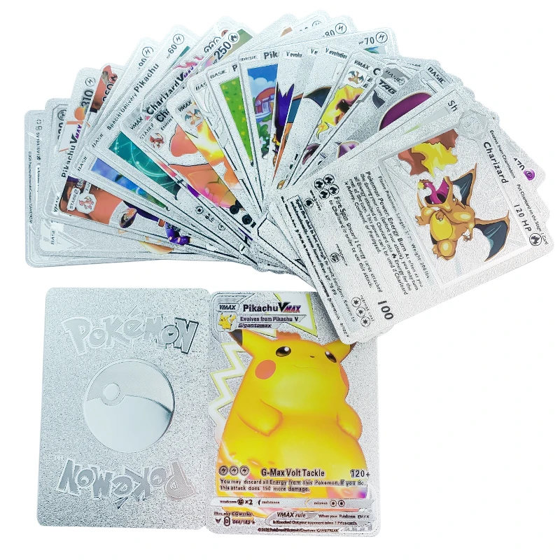 Espanhol pokemon cartões de coleção, qualidade papel de ouro preto,  plástico plastificado, brilhante e resistente, vmax tipos, v, gx, basico