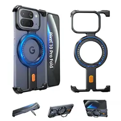 Eary Aluminum Metal Phone Cover with 360° Rotation Stand and Drop Protection - Aluminum (Google 10 Pro Fold)