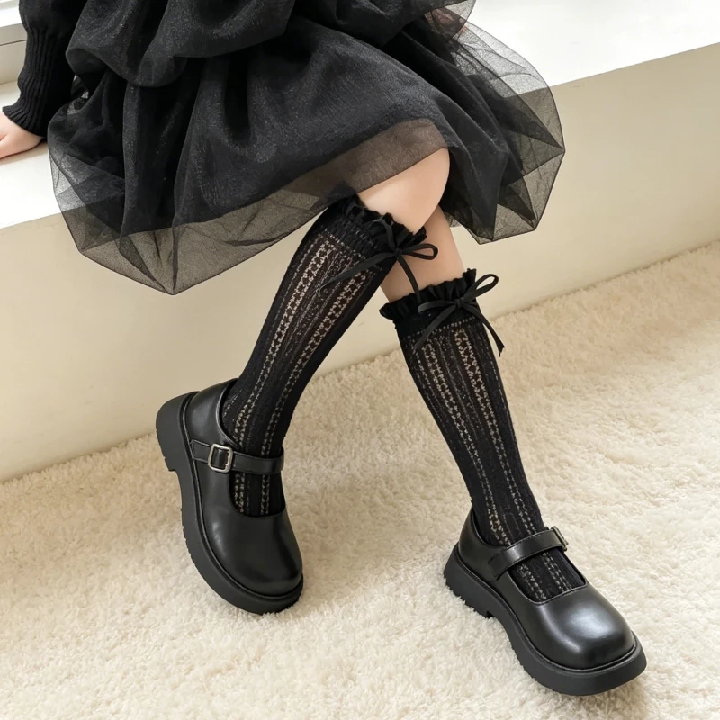카와이 프린세스 로리타 롱 양말 속이 빈 메쉬 오버 니 스타킹 우아한 레트로 기..